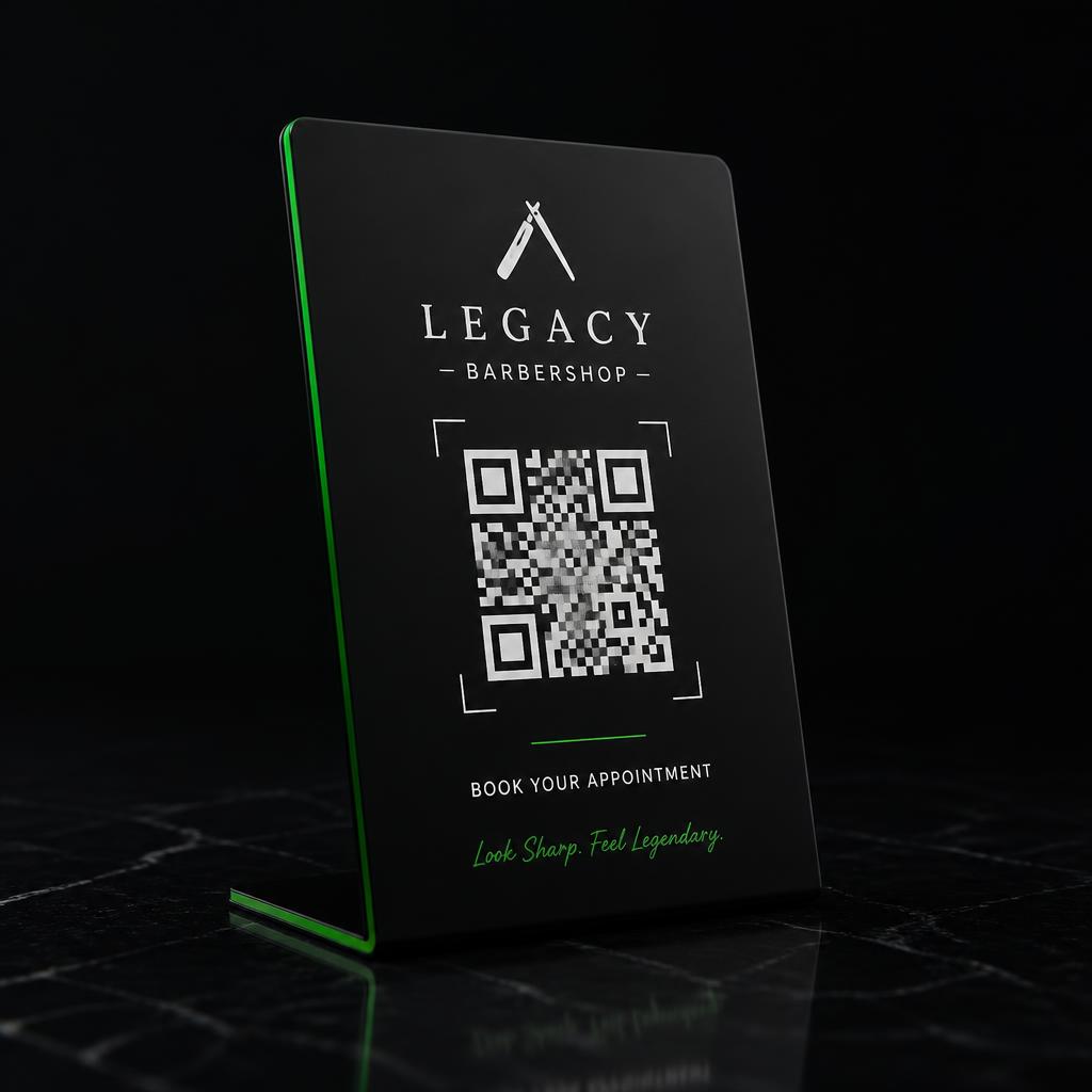 Placa Acrílica com QR Code Easy Barber